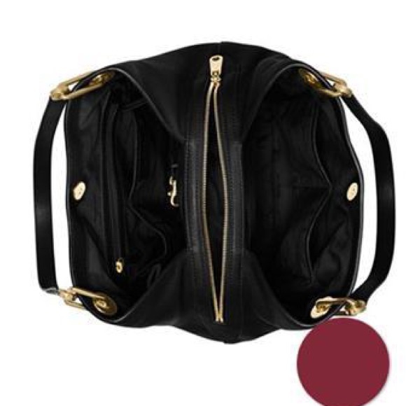 Michael Kors Raven Large leather shoulder bag in maroon color - Picture 3 of 16